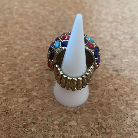 Statement Ring Gold Tone Cluster Glass Stone Costume Jewelry Bohemian all sizes - Picture 4 of 8